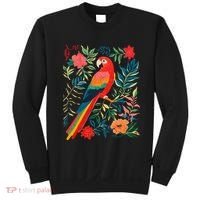 Boho Floral Parrot Scarlet Macaw Birdwatching Bird Lover Sweatshirt thumb 0