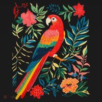 Boho Floral Parrot Scarlet Macaw Birdwatching Bird Lover Sweatshirt thumb 3