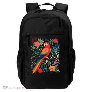 Boho Floral Parrot Scarlet Macaw Birdwatching Bird Lover Backpack