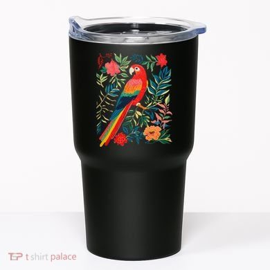 Boho Floral Parrot Scarlet Macaw Birdwatching Bird Lover Tumbler