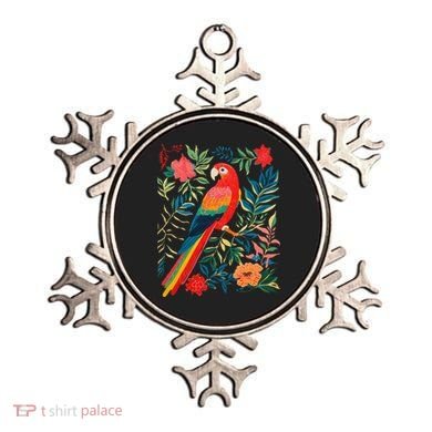 Boho Floral Parrot Scarlet Macaw Birdwatching Bird Lover Ornament