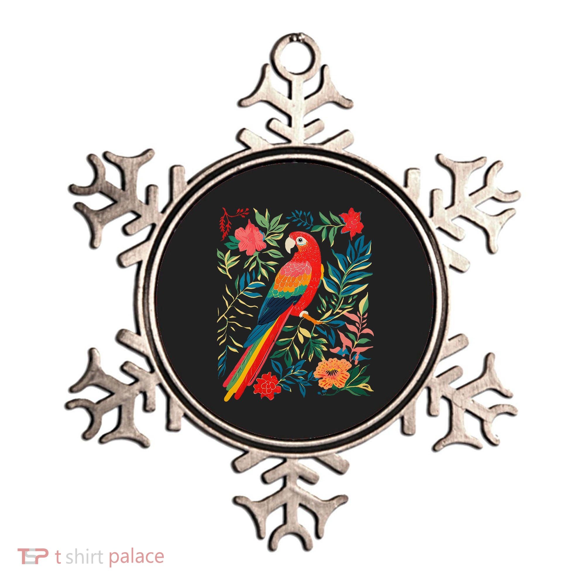 Boho Floral Parrot Scarlet Macaw Birdwatching Bird Lover Ornament