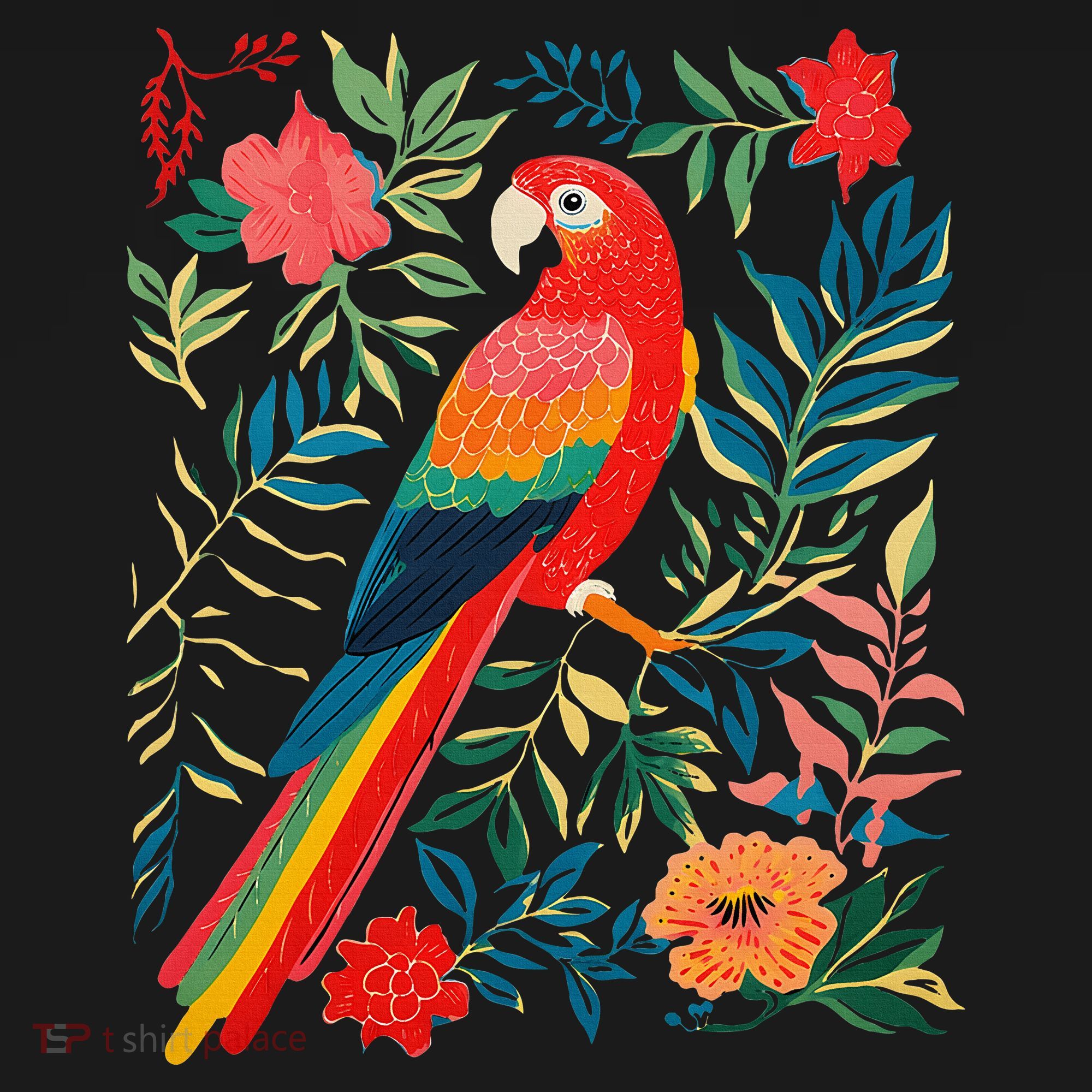 Boho Floral Parrot Scarlet Macaw Birdwatching Bird Lover Women's Tank Top