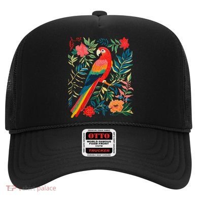 Boho Floral Parrot Scarlet Macaw Birdwatching Bird Lover Hat