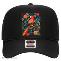 Boho Floral Parrot Scarlet Macaw Birdwatching Bird Lover Hat thumb 0