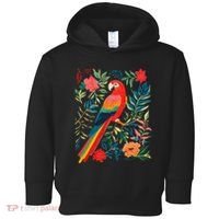 Boho Floral Parrot Scarlet Macaw Birdwatching Bird Lover Toddler Hoodie thumb 0