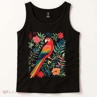 Boho Floral Parrot Scarlet Macaw Birdwatching Bird Lover Tank Top thumb 2