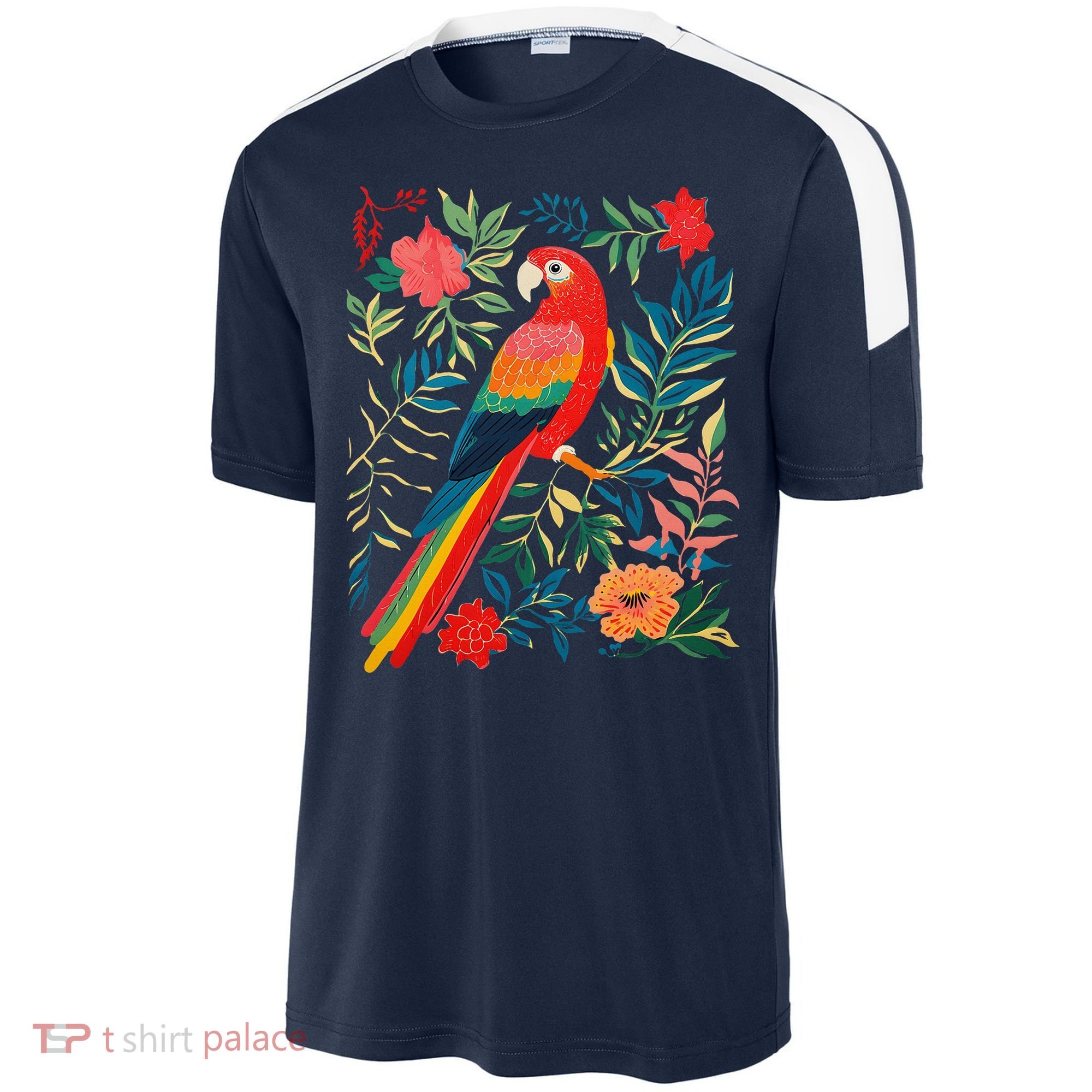 Boho Floral Parrot Scarlet Macaw Birdwatching Bird Lover Sport-Tek Competitor United Soccer Jersey