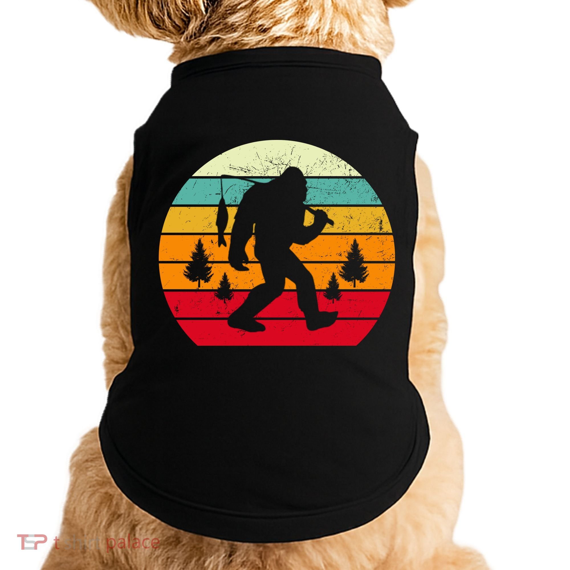 Bigfoot Fishing Retro Sunset Doggie Tank