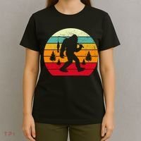Bigfoot Fishing Retro Sunset T-Shirt thumb 4