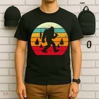 Bigfoot Fishing Retro Sunset T-Shirt thumb 6