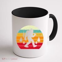 Bigfoot Fishing Retro Sunset Coffee Mug thumb 1
