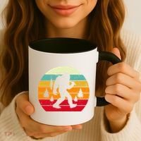 Bigfoot Fishing Retro Sunset Coffee Mug thumb 3