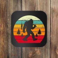 Bigfoot Fishing Retro Sunset Coaster thumb 0