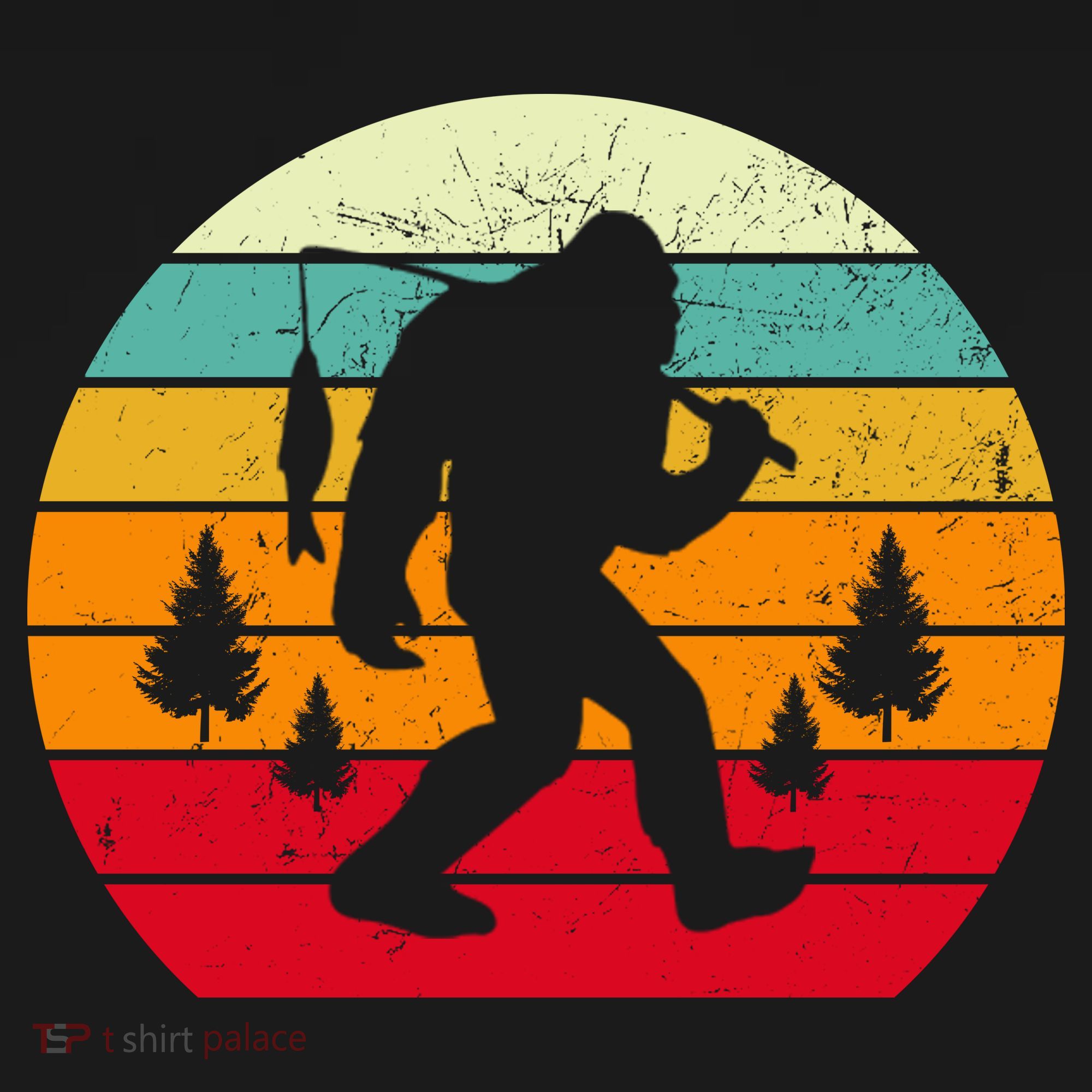 Bigfoot Fishing Retro Sunset Mousepad