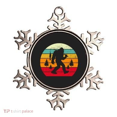 Bigfoot Fishing Retro Sunset Ornament