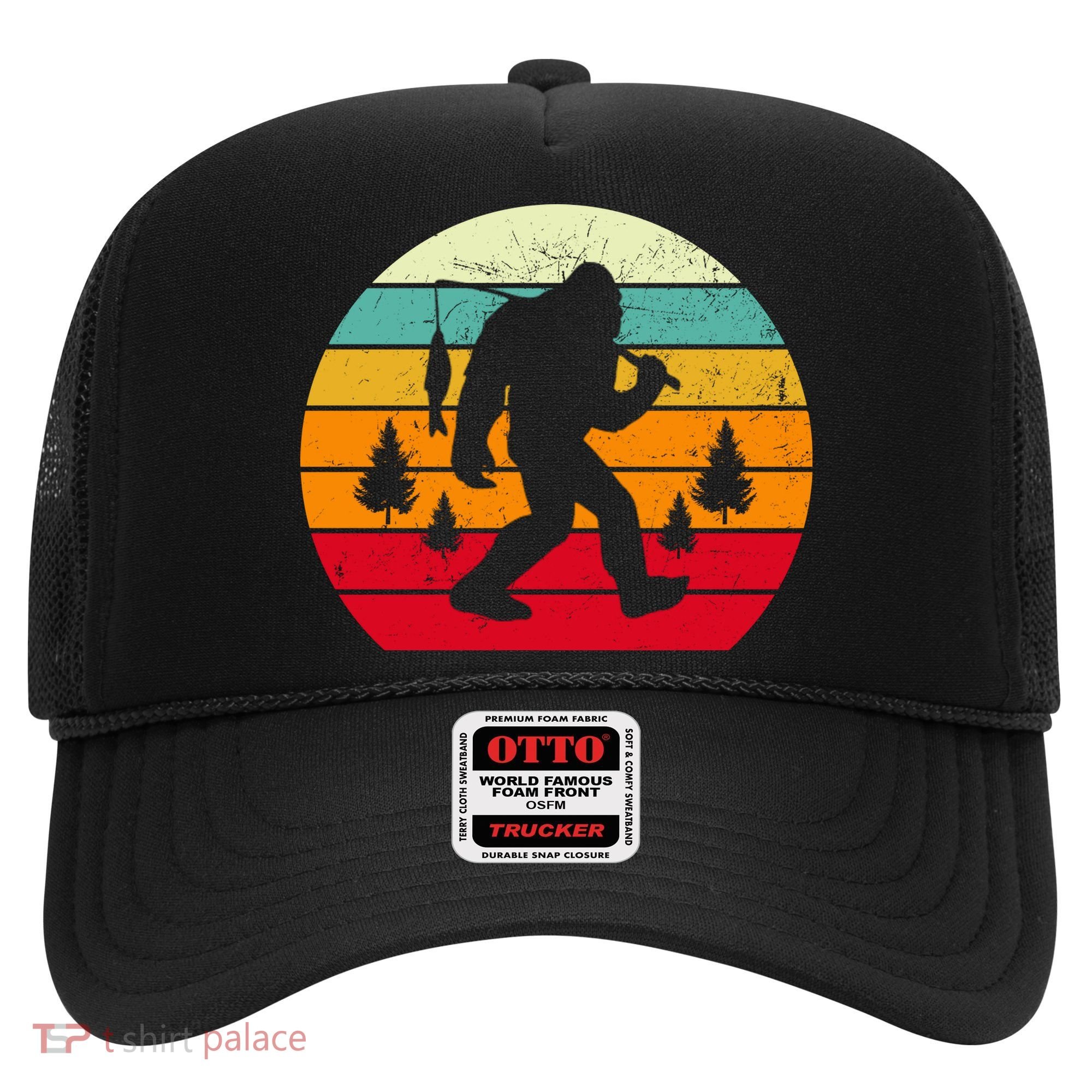 Bigfoot Fishing Retro Sunset Hat