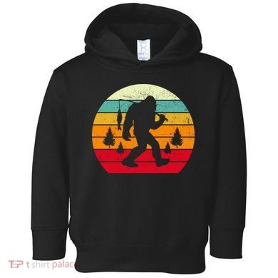 Bigfoot Fishing Retro Sunset Toddler Hoodie