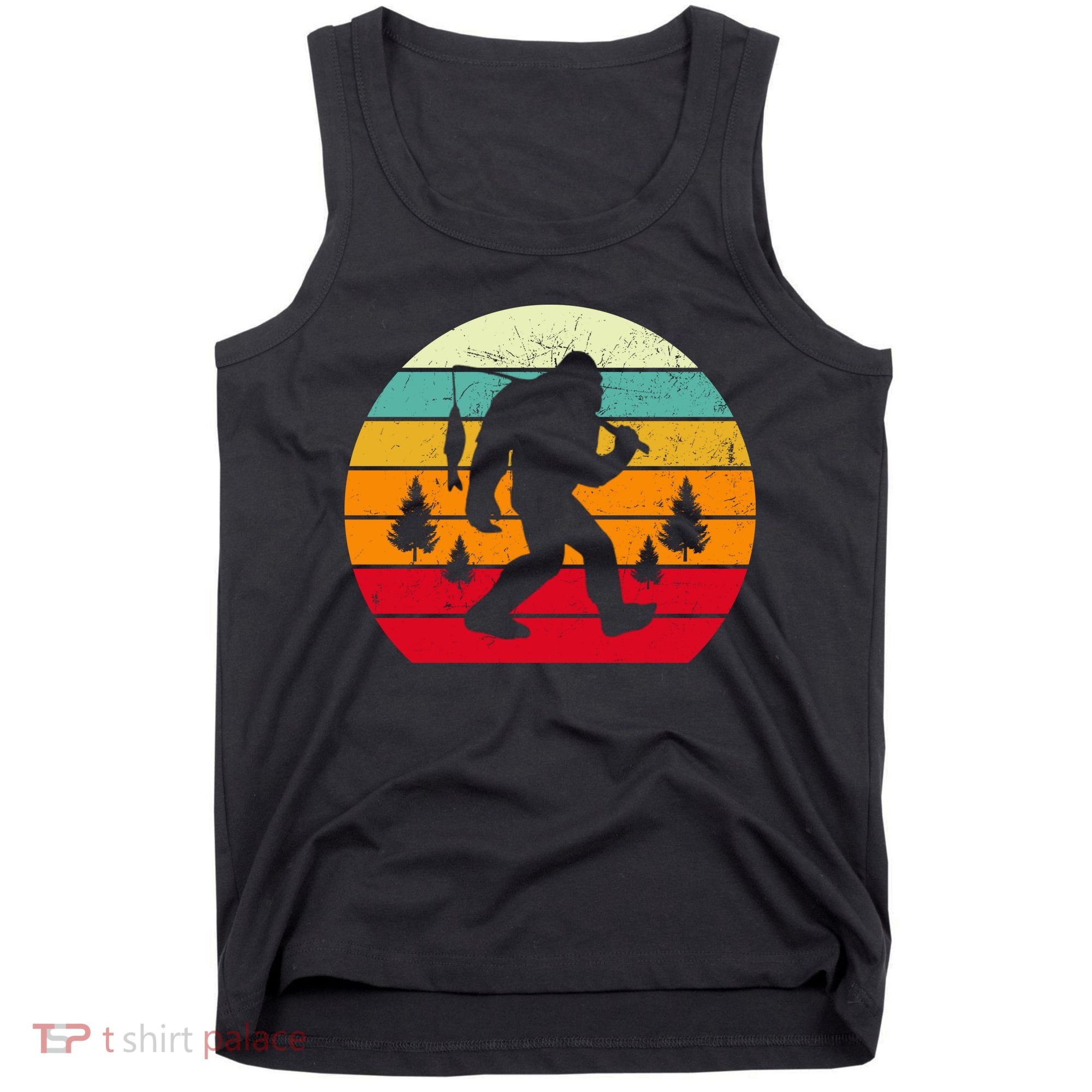 Bigfoot Fishing Retro Sunset Tank Top