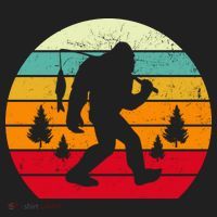 Bigfoot Fishing Retro Sunset Golf Towel thumb 3