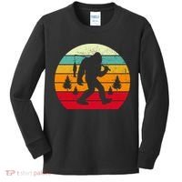 Bigfoot Fishing Retro Sunset Kids Long Sleeve Shirt thumb 0