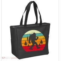 Bigfoot Fishing Retro Sunset Tote Bag thumb 2