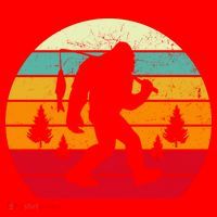 Bigfoot Fishing Retro Sunset Santa Hat thumb 1