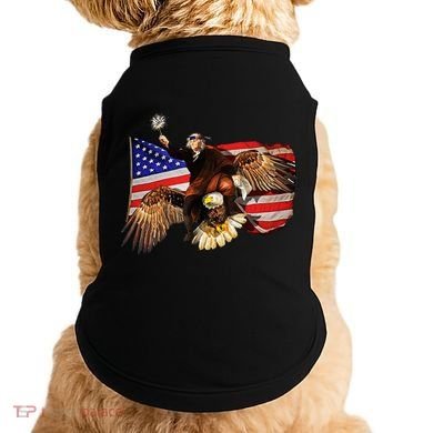 Ben Franklin Riding Eagle Funny July 4th American Flag Doggie Tank
