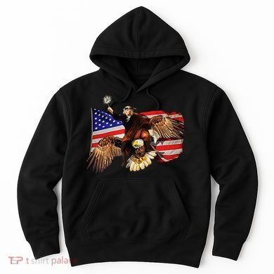 Ben Franklin Riding Eagle Funny July 4th American Flag Hoodie