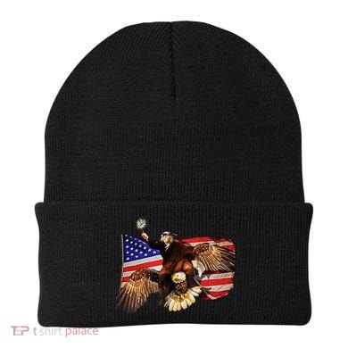 Ben Franklin Riding Eagle Funny July 4th American Flag Beanie