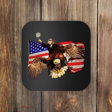 Ben Franklin Riding Eagle Funny July 4th American Flag Coaster