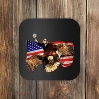 Ben Franklin Riding Eagle Funny July 4th American Flag Coaster thumb 0