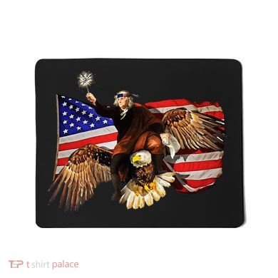 Ben Franklin Riding Eagle Funny July 4th American Flag Mousepad