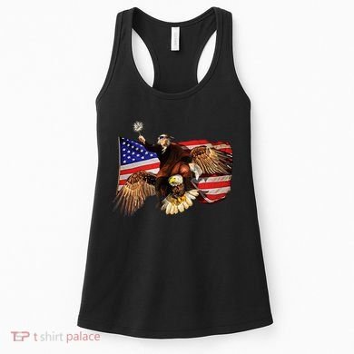 Ben Franklin Riding Eagle Funny July 4th American Flag Women's Tank Top
