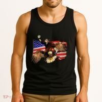 Ben Franklin Riding Eagle Funny July 4th American Flag Tank Top thumb 3