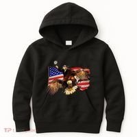 Ben Franklin Riding Eagle Funny July 4th American Flag Kids Hoodie thumb 0