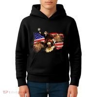 Ben Franklin Riding Eagle Funny July 4th American Flag Kids Hoodie thumb 4