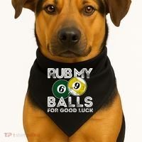 Billiards Funny Rub My Balls For Good Luck Gift USA-Made Doggie Bandana thumb 1