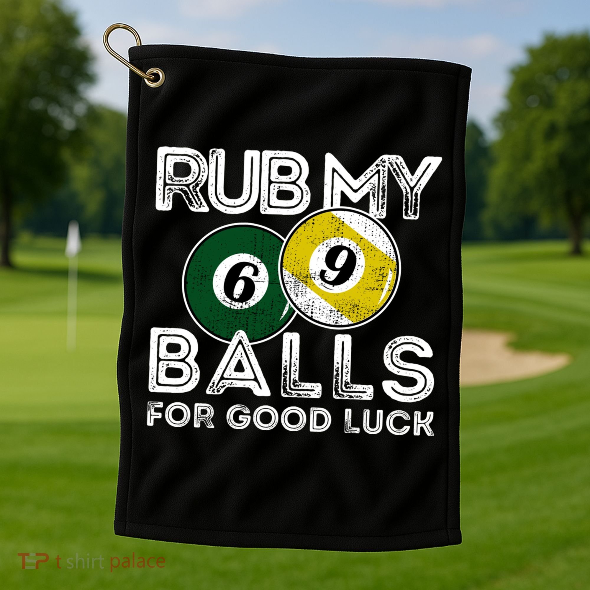 Billiards Funny Rub My Balls For Good Luck Gift Golf Towel