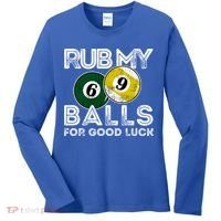 Billiards Funny Rub My Balls For Good Luck Gift Women's Long Sleeve Shirt thumb 0