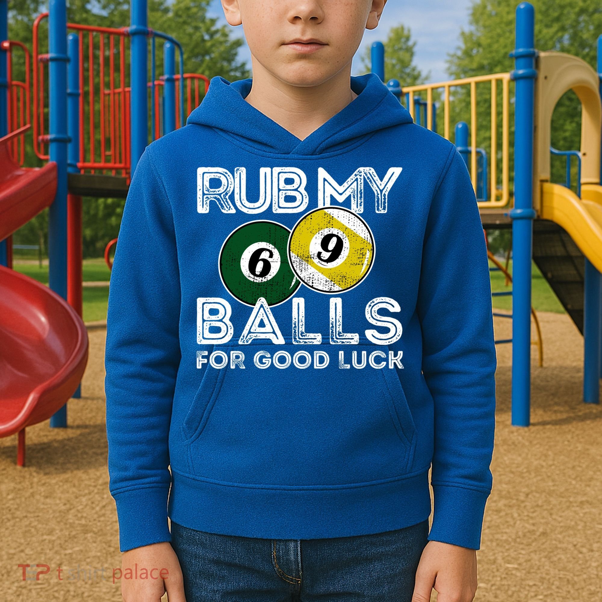 Billiards Funny Rub My Balls For Good Luck Gift Kids Hoodie