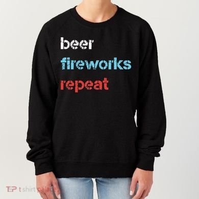 Beer Fireworks Repeat 4Th Of July Beer Drinking Women's Sweatshirt
