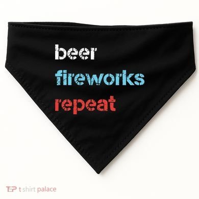 Beer Fireworks Repeat 4Th Of July Beer Drinking USA-Made Doggie Bandana