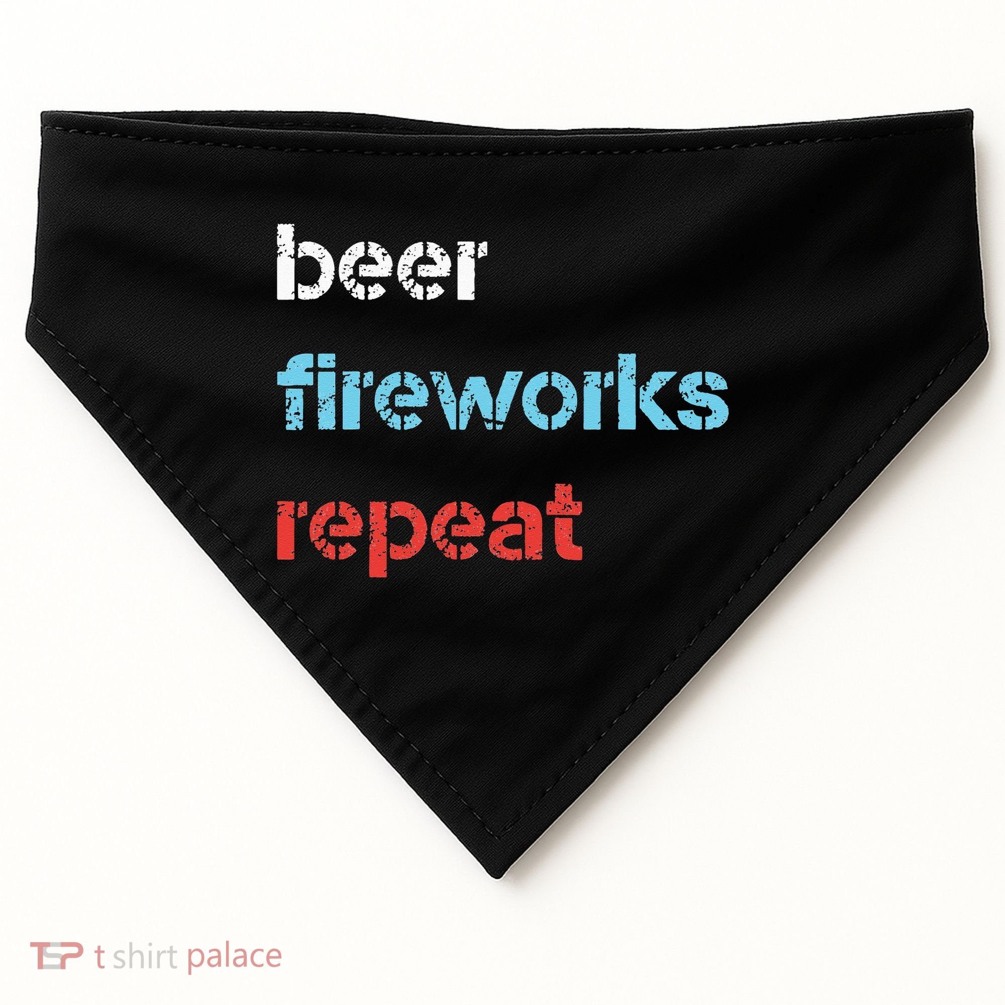 Beer Fireworks Repeat 4Th Of July Beer Drinking USA-Made Doggie Bandana