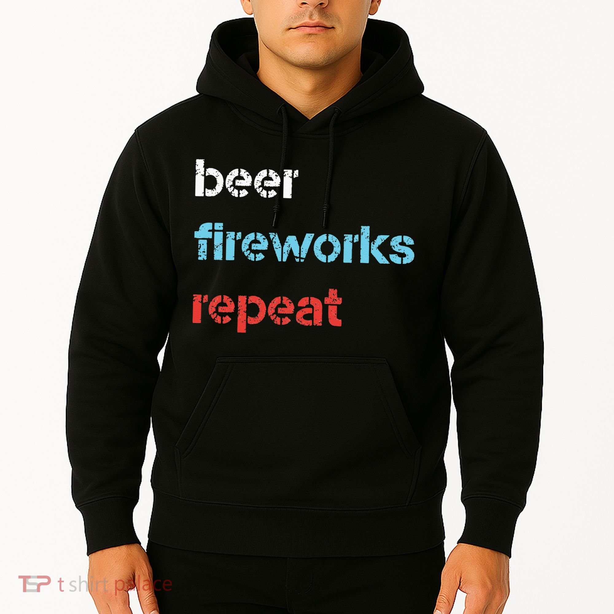 Beer Fireworks Repeat 4Th Of July Beer Drinking Hoodie