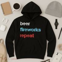 Beer Fireworks Repeat 4Th Of July Beer Drinking Hoodie thumb 3