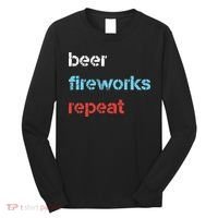Beer Fireworks Repeat 4Th Of July Beer Drinking Long Sleeve Shirt thumb 0