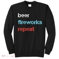 Beer Fireworks Repeat 4Th Of July Beer Drinking Sweatshirt thumb 0
