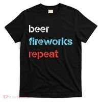 Beer Fireworks Repeat 4Th Of July Beer Drinking T-Shirt thumb 0