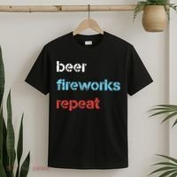 Beer Fireworks Repeat 4Th Of July Beer Drinking T-Shirt thumb 2